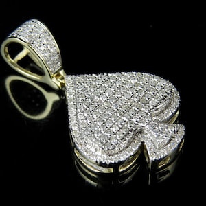 Geelgouden vergulde diamanten speelkaart schoppenhanger bedel zilver 925