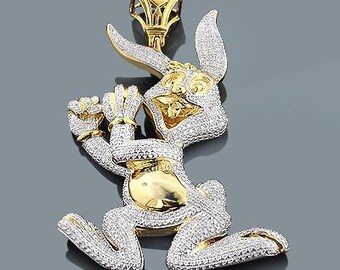 Diamond Bugs Bunny Pendant Sterling 