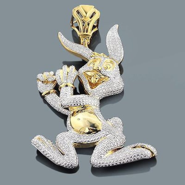 Diamant Bugs Bunny Anhänger Sterling Silber 925