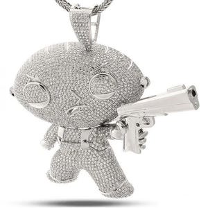3" Long 2.3" Wide Sterling Silver 925 Round Diamond Fully Iced Out Bling Pendant Hip Hop Pendant