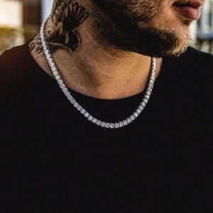 Moissanite Diamond 4 MM 925 Srebrny łańcuch tenisowy Iced Out Silver Hip Hop Jewelry 18 cali | 20 cali | 22 cale