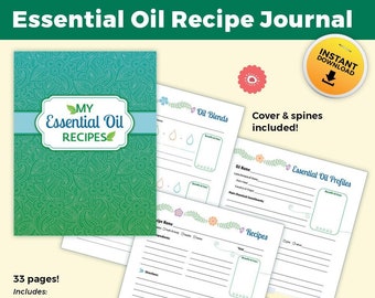 Essential Oil Recipe Journal, Blend Organizer, Binder Pages