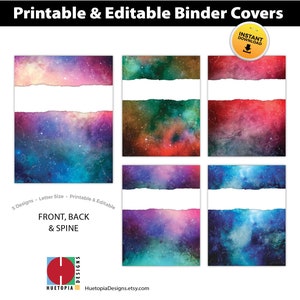 Binder Cover Printable, Set of 5 Covers + Spines, Binder Insert, Planner Cover, Teacher Binder, Student Binder, School Binder Insert