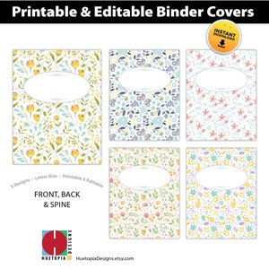 Binder Cover Printable, Set of 5 Covers + Spines, Binder Insert, Planner Cover, Teacher Binder, Student Binder, School Binder Insert