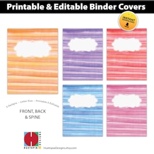 Binder Cover Printable, Set of 5 Covers + Spines, Binder Insert, Planner Cover, Teacher Binder, Student Binder, School Binder Insert
