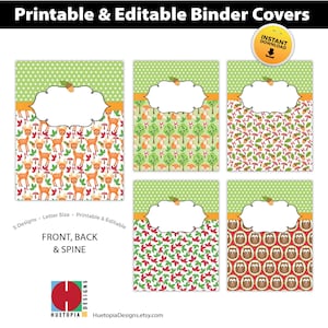 Binder Cover Printable, Set of 5 Covers + Spines, Binder Insert, Planner Cover, Teacher Binder, Student Binder, School Binder Insert