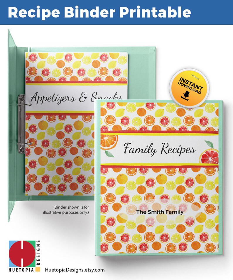 Recipe Binder Printable Blank Recipe Book Recipe Organizer Etsy
