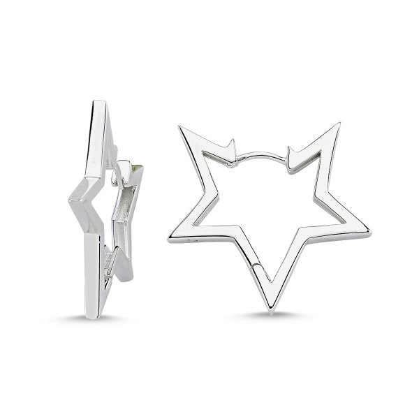 Star Creole - Big star earring 925 Sterling Silver