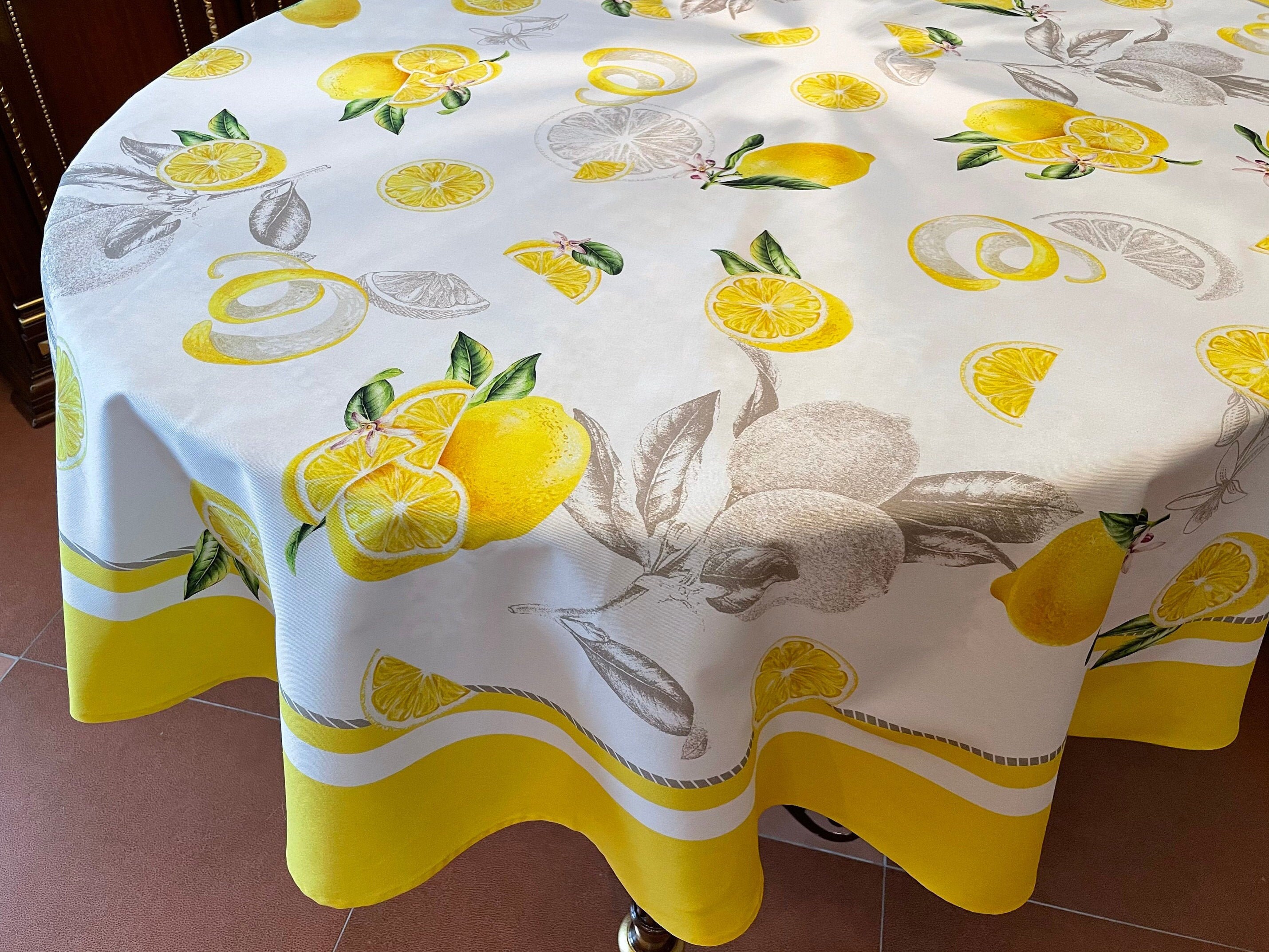 Round tablecloth Lemons 70 inches 100 cotton very durable Etsy