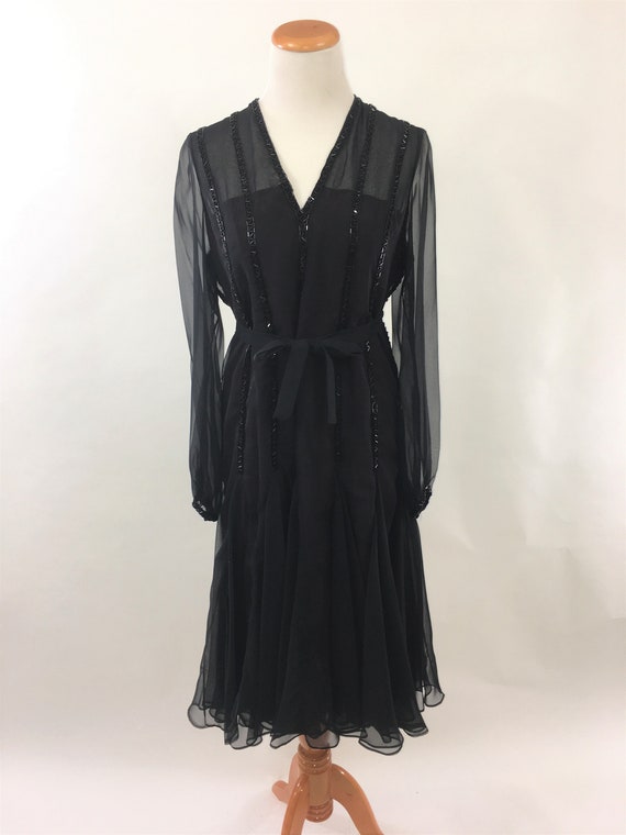 1970s Beaded Black Vintage Formal Dress