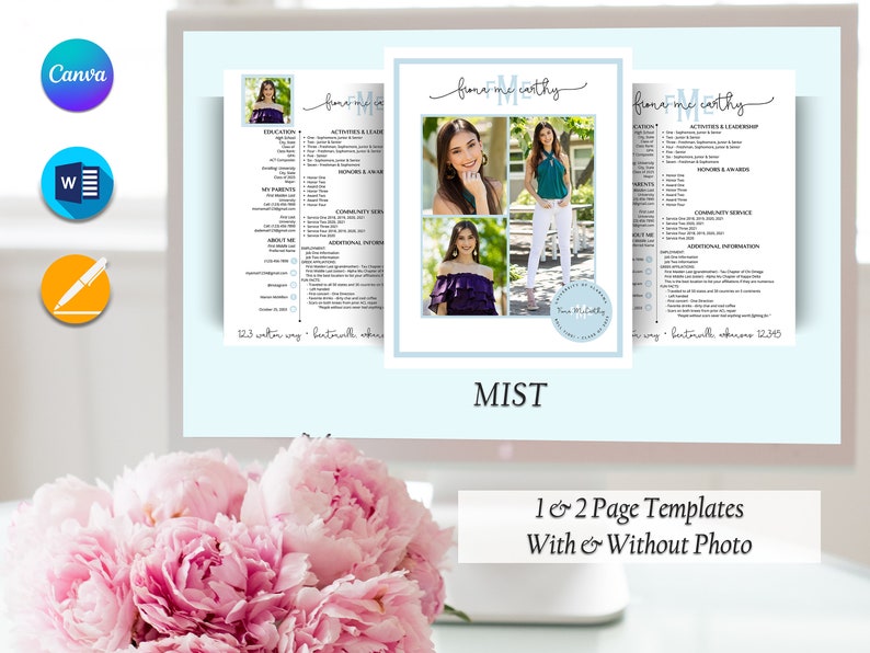 Fiona Sorority Resume Cover & Photo Collage Templates Etsy