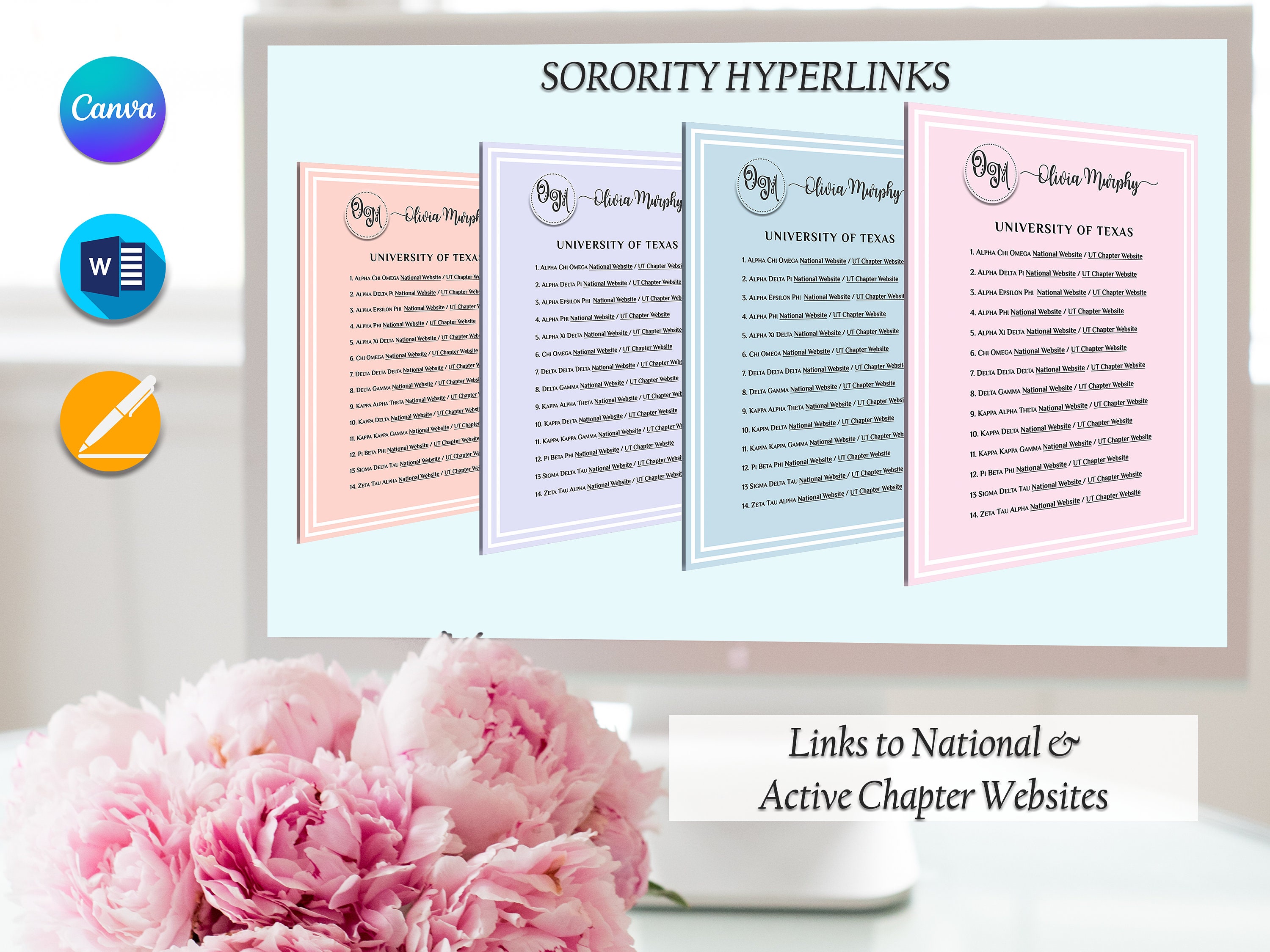 Olivia Sorority Resume Cover & Photo Collage Templates - Etsy