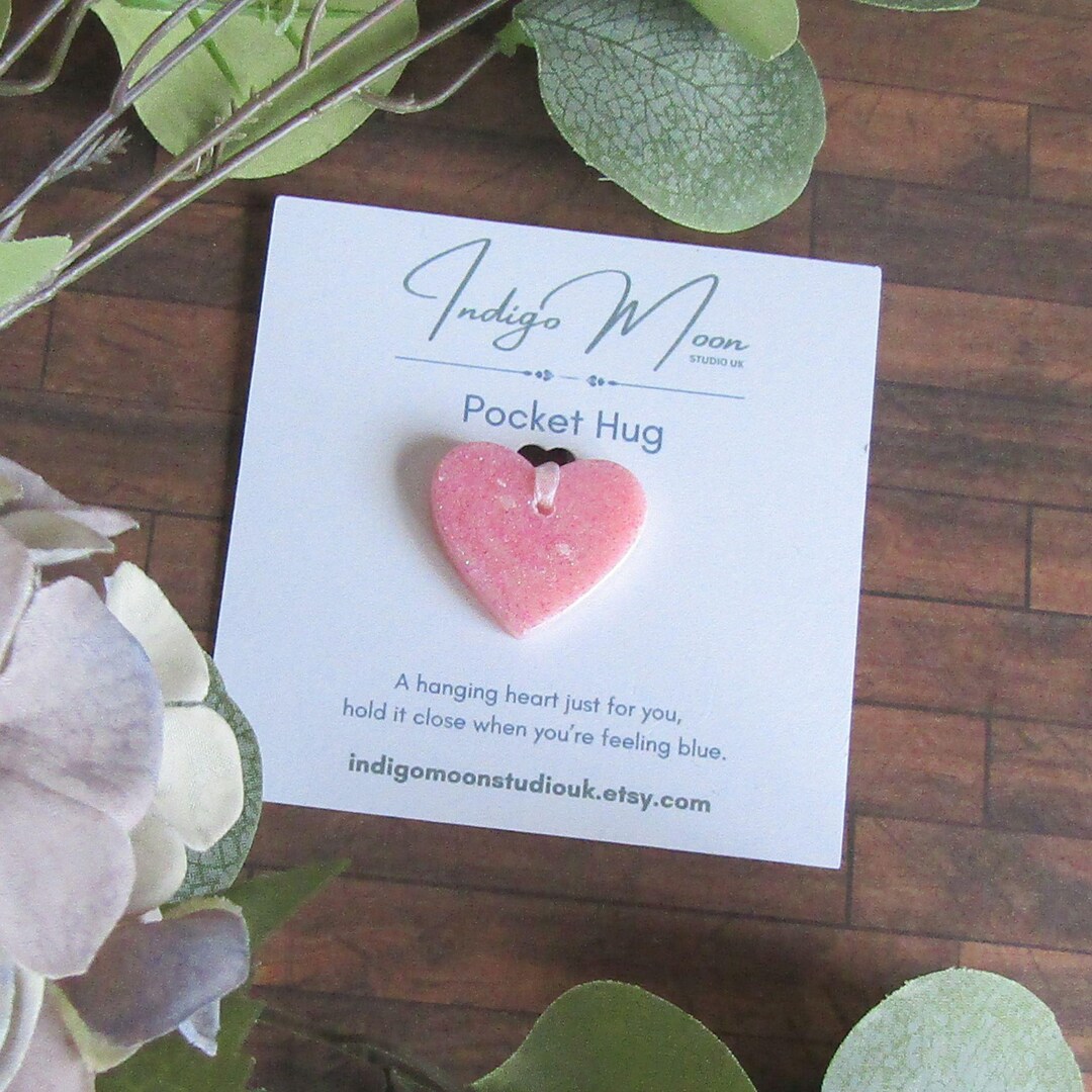 Small Pocket Hug, Pale Pink Hanging Heart, Letter Box Friendly ...
