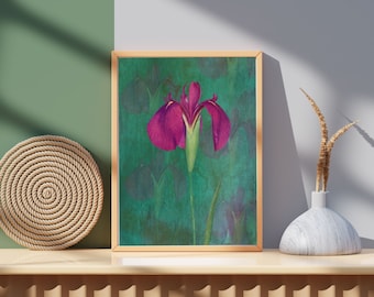 Purple Iris Botanical Print: Floral Wall Art (Digital Download)