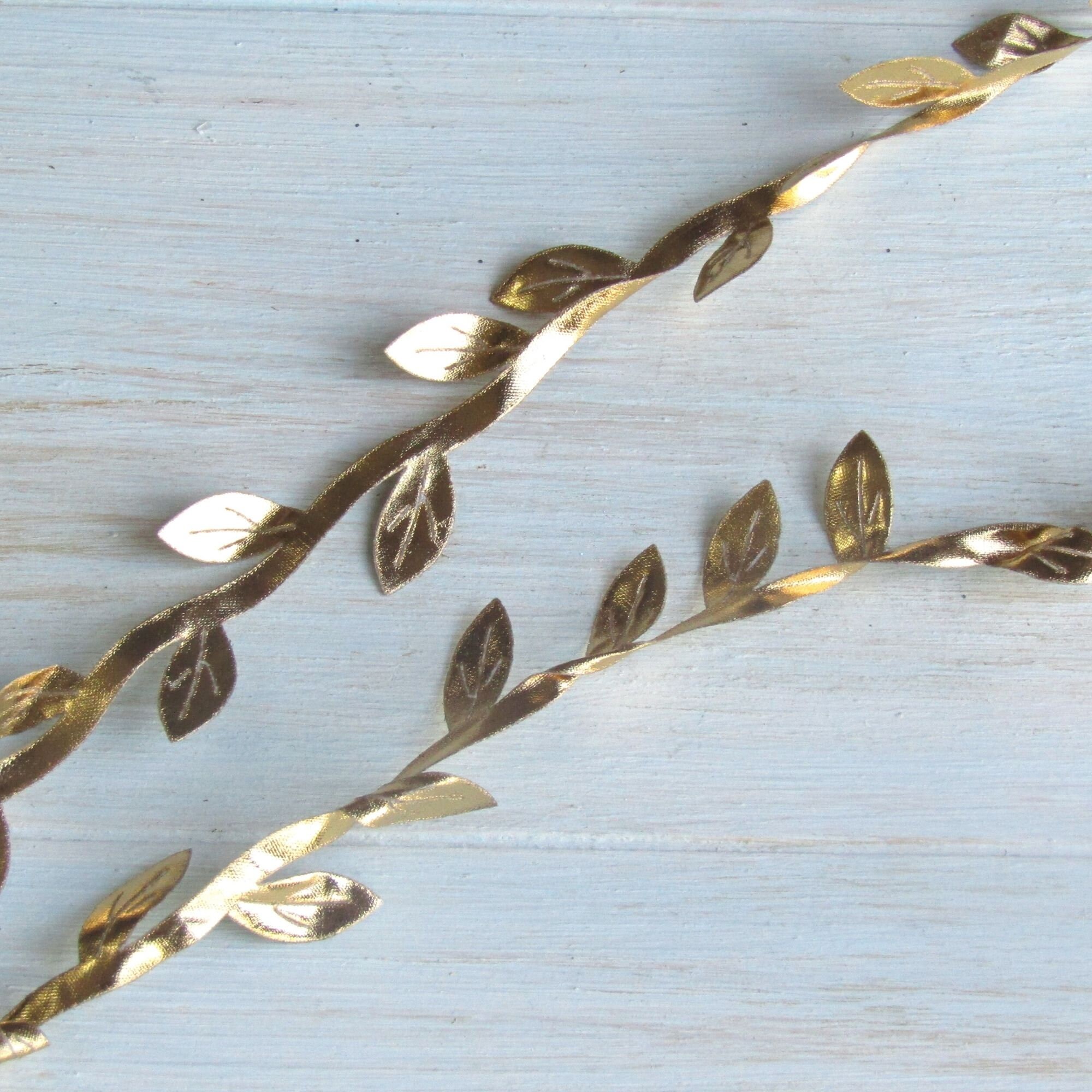 Gold metallic leaf ribbon for DIY craft making garlands and Etsy