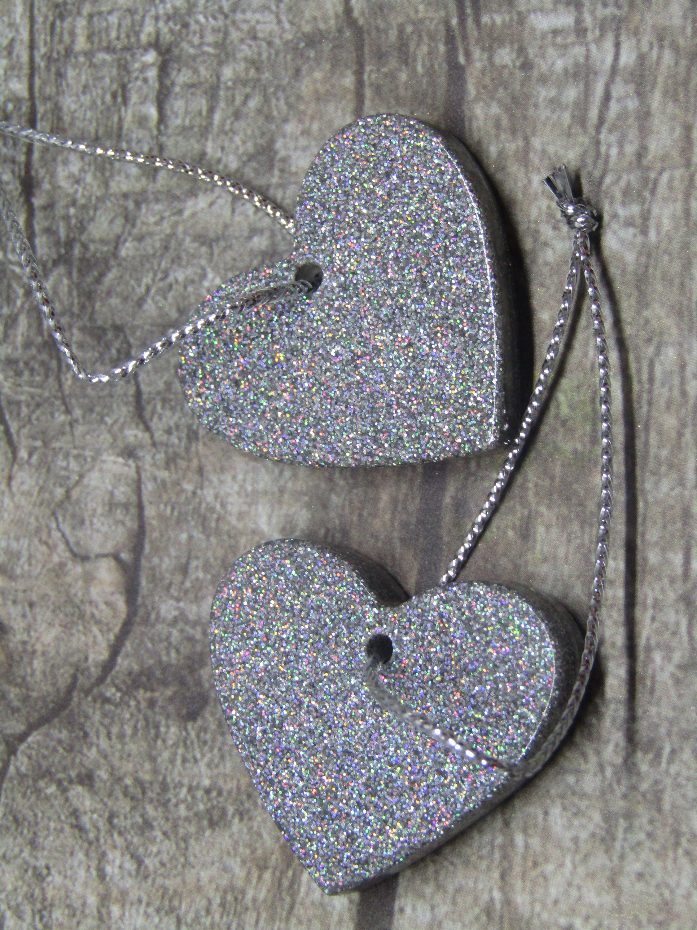 5 Small Silver Hearts Christmas Tree Decorations Small Pack Of 5