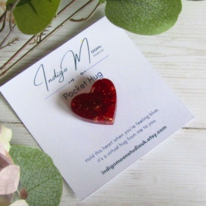 Red & Gold Heart Pocket Hug: Mental Health Gift