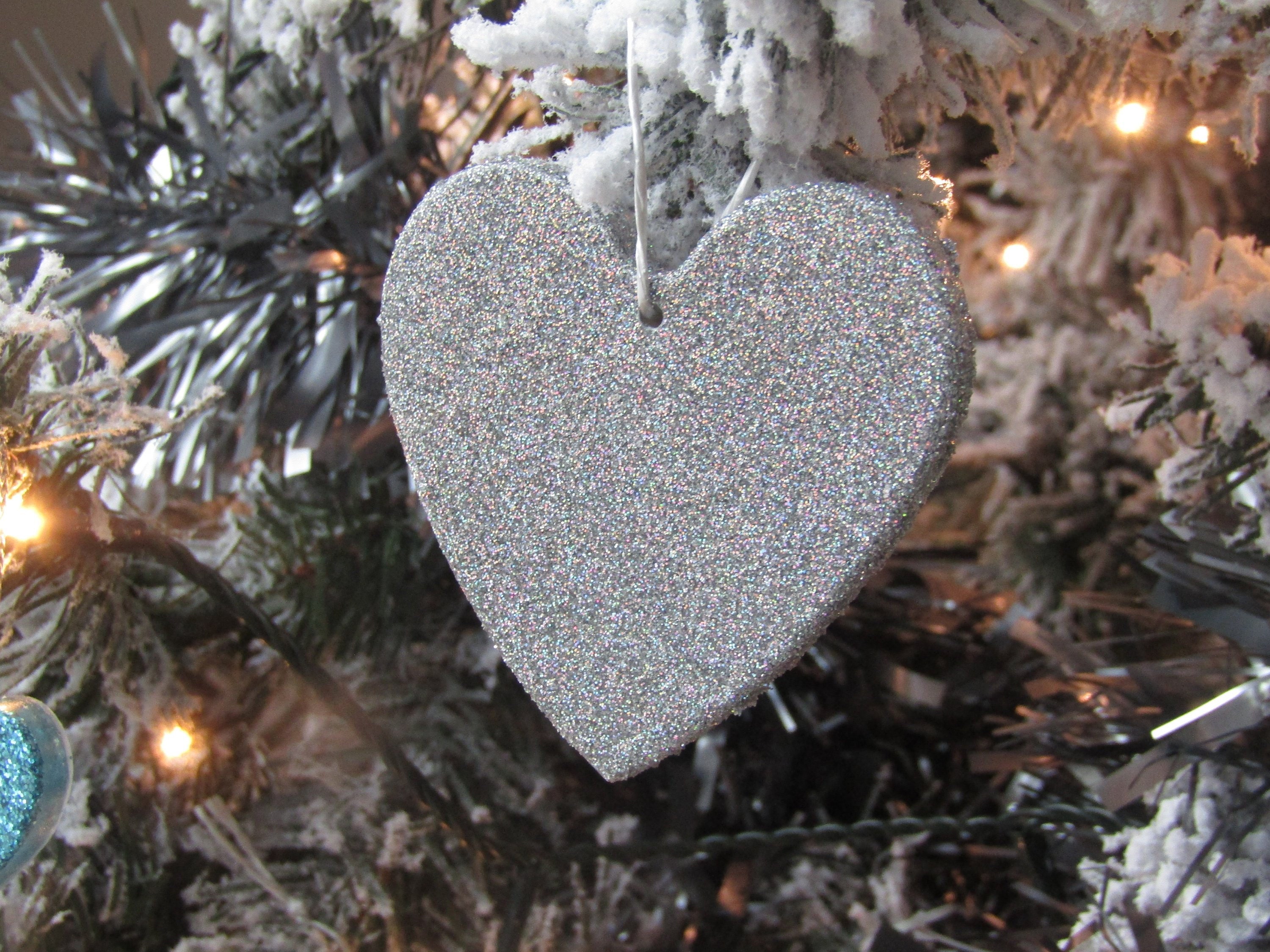 Luxury Holographic Silver Heart Christmas Tree Decoration Etsy
