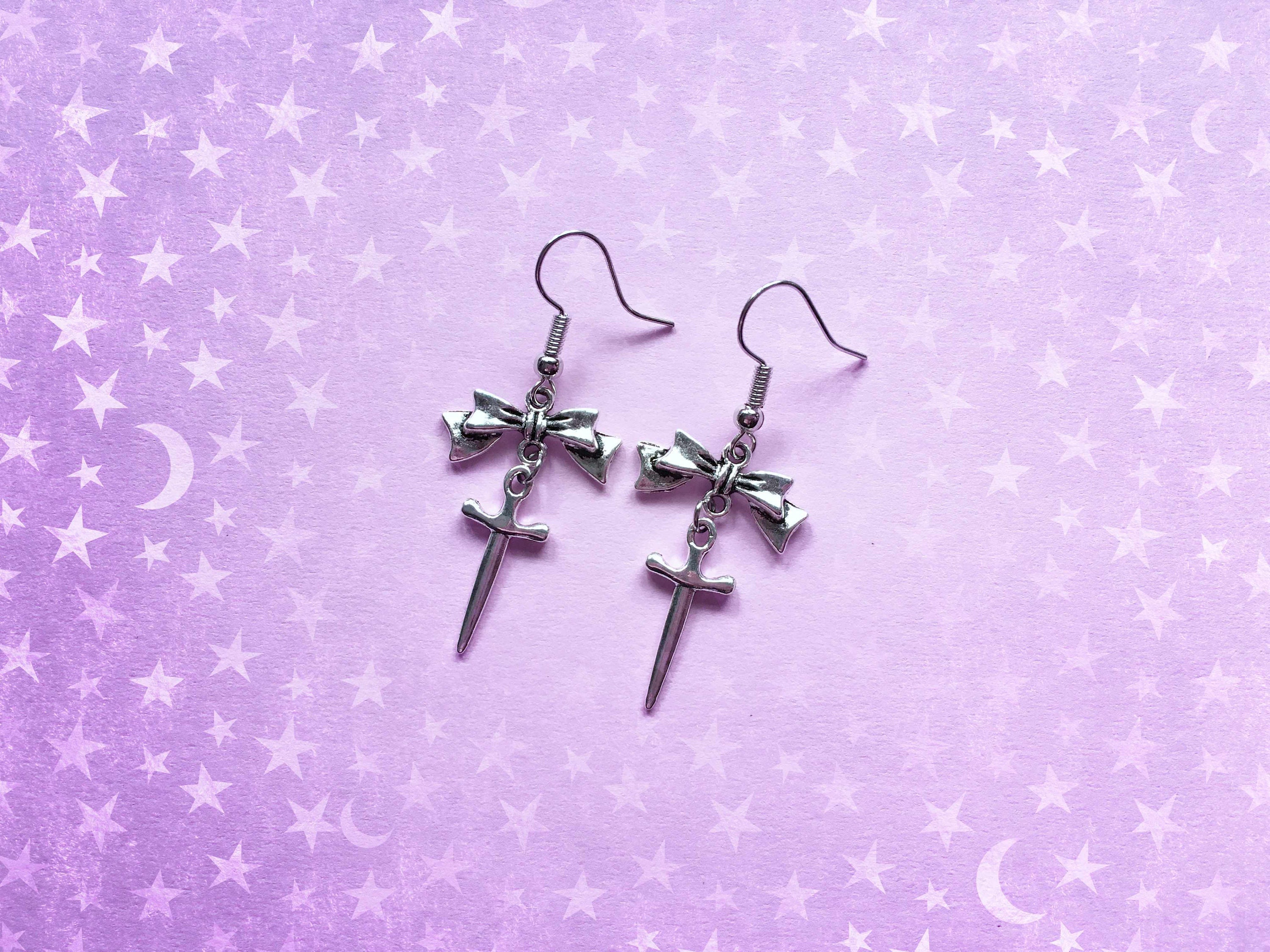 Pastel goth earrings cute but creepy witch earrings kawaii Etsy