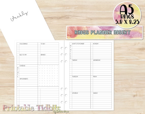 Printable Week on 2 Page Planner Insert Printable Planner | Etsy