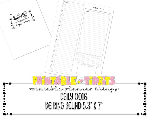Printable Day on 1 Page for B6 Ring Planner Printable - Etsy