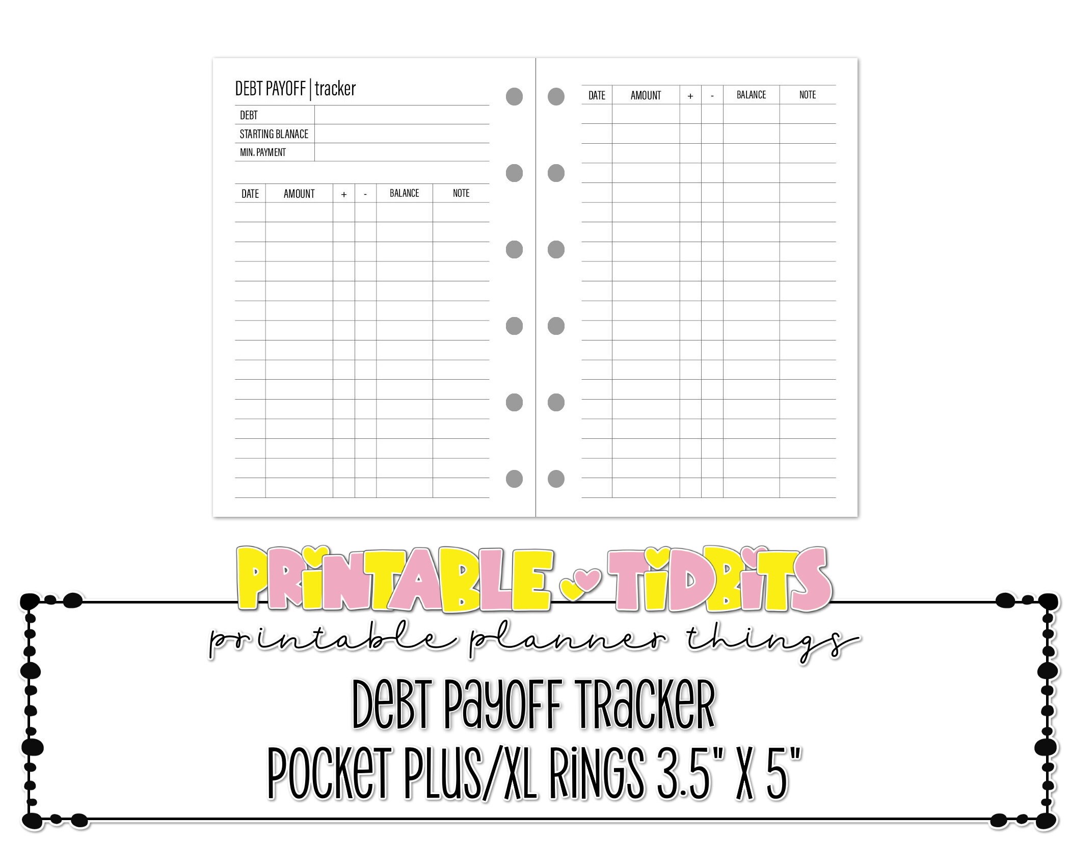 Printable Debt Payoff Planner Insert for Pocket Plus Ring - Etsy