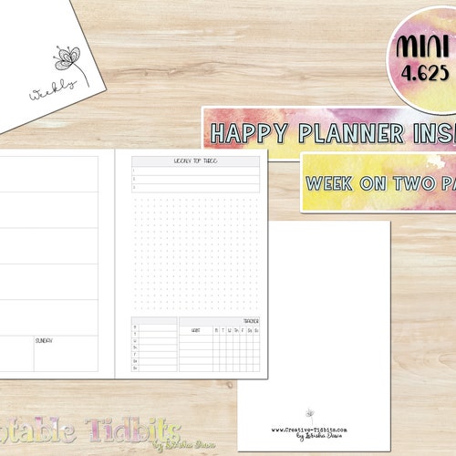 Mini Happy Planner Printable Undated Weekly Planner on 4 Pages - Etsy