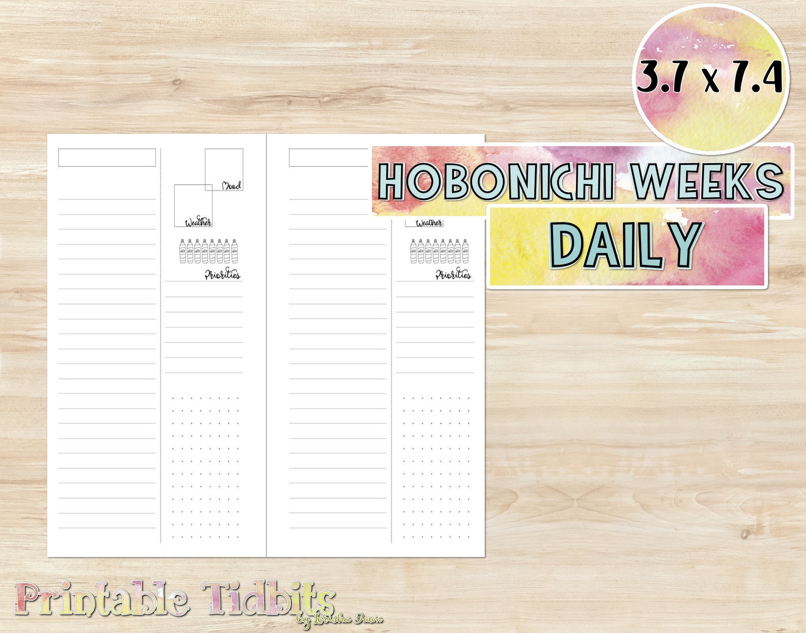 Hobonichi Weeks Printable Insert Daily Planner in Hobonichi | Etsy