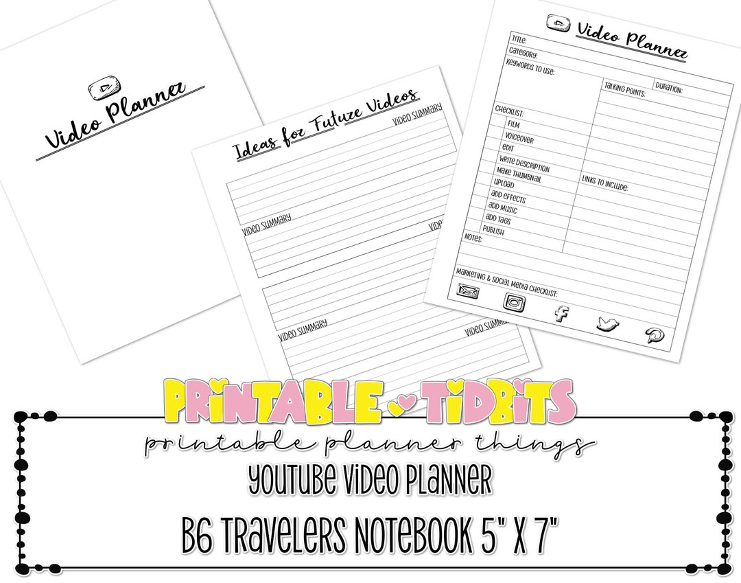 Video Planer für dein B6 Traveler's Notebook Printable - Etsy.de