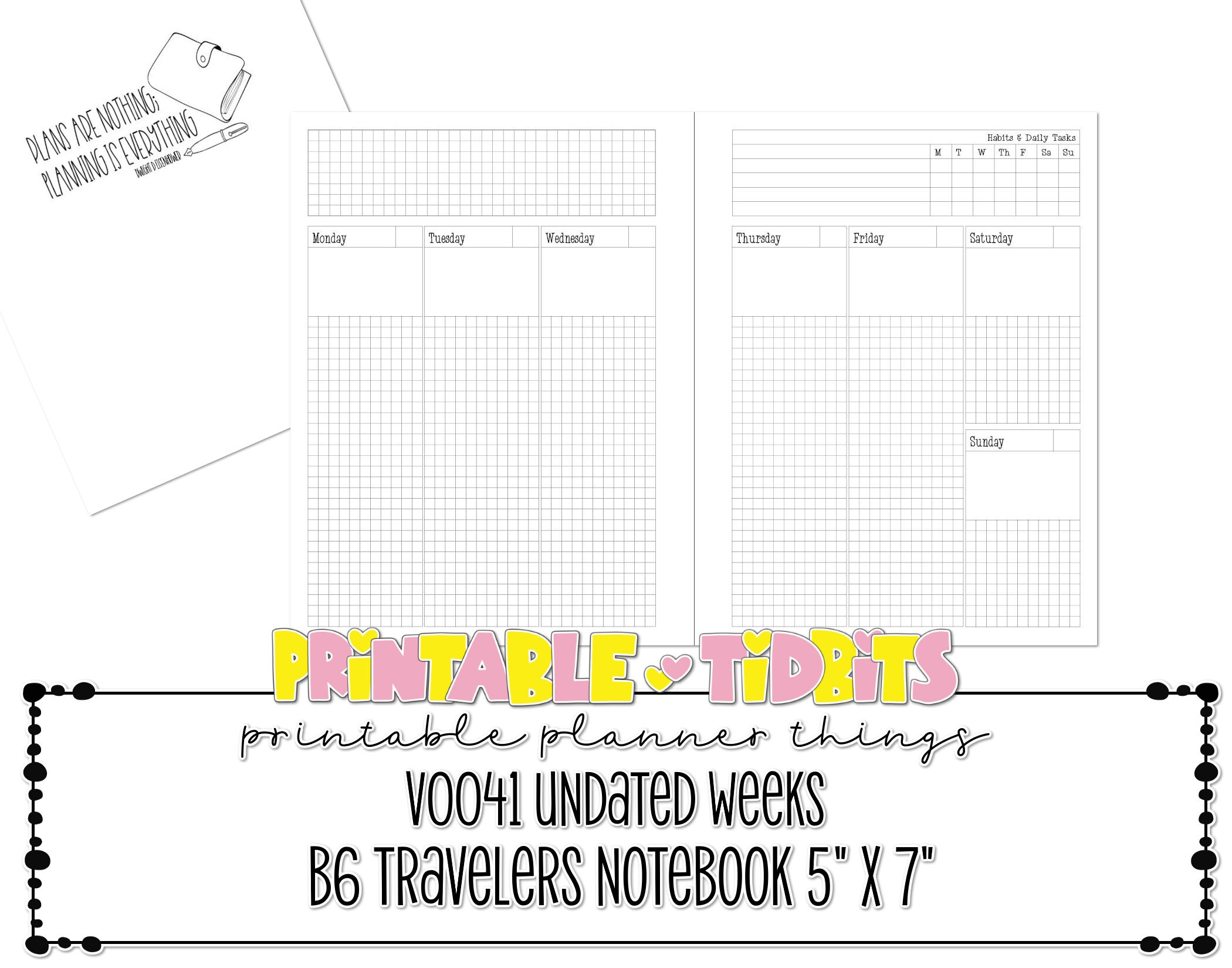 To Do List Traveler's Notebook Insert Printed Travelers Notebook