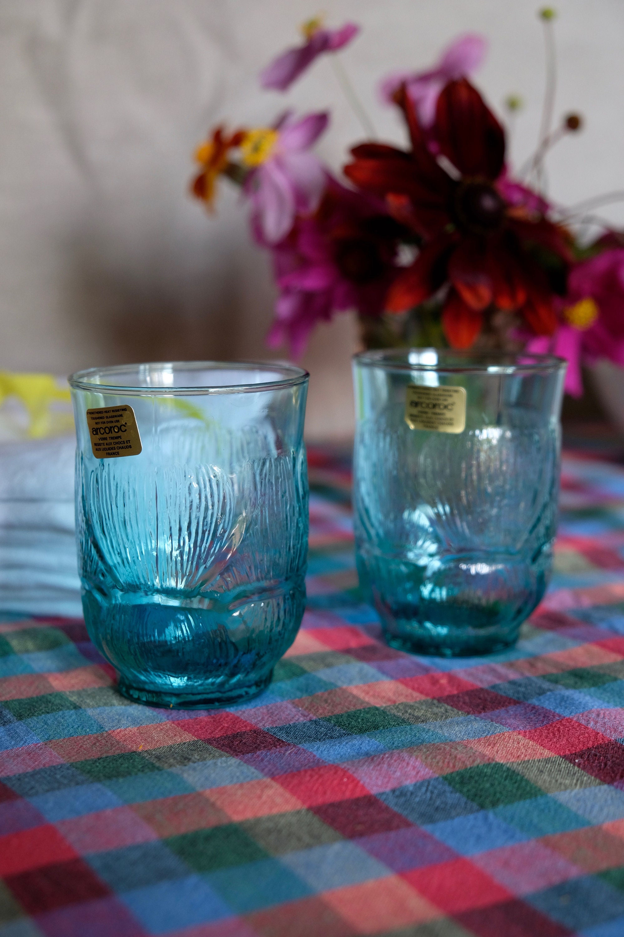 Lot De 6 Sous-tasses ARCOROC Bleu Cobalt Vintage - Fabrication France