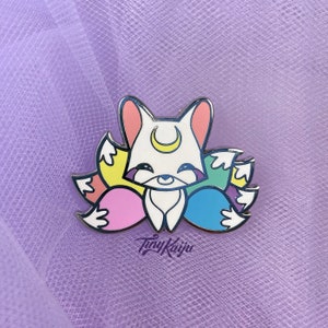 Rainbow Kitsune enamel pin