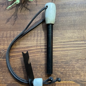 Antler Ferro Rod & Striker on Lanyard With Antler Bead. Ferrocerium Rod/Striker/Fire Steel/Bushcraft/Survival Gear/Gifts