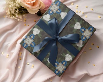 Papel de regalo Morning Glory, papel de regalo floral holandés, papel de boda, hecho a medida.