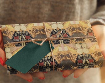 Papel de regalo del guerrero Yoshitoshi, grabado japonés en madera de un samurái en llamas, archivo del museo.