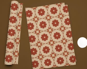 Papel de regalo con rosetas de arce, papel de regalo navideño estilo cottagecore, estampado folclórico, hecho a medida.