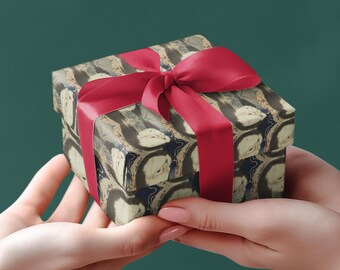Papel de regalo con diseño de fantasmas de Hokusai, estampado japonés Oiwa en xilografía, estilo gótico de Halloween.