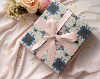 Papel de regalo con diseño de peonías blancas, papel de regalo floral holandés para bodas, hecho a medida.