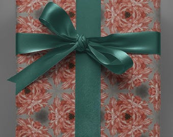 Papel de regalo holandés con estampado de naturaleza muerta, rosa floral y medallón.