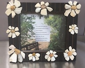 Lake Erie Art, White Daisies Frame 8 quot x10 quot , Surf-Tumbled Pottery from Lake Erie by The Lake Erie Rock Artist