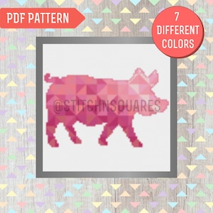 Geometric Pig Cross Stitch Pattern Animal PDF Printable