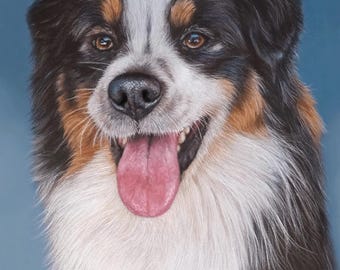 Ritratto personalizzato di un animale domestico: ritratto di cane pastello disegnato a mano da una foto