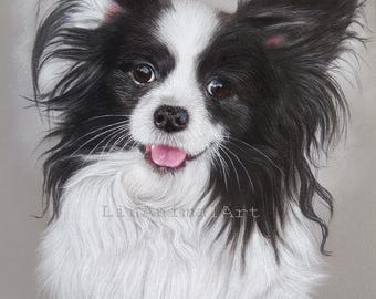 Ritratto personalizzato di un animale domestico: disegno a mano di un cane con colori pastello