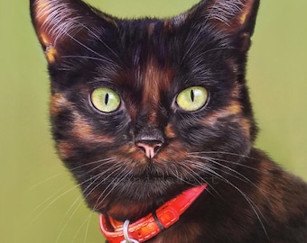 Ritratto personalizzato di un animale domestico: ritratto di gatto pastello disegnato a mano, arte murale personalizzata