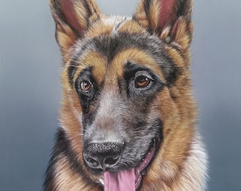 Ritratto personalizzato di un animale domestico: ritratto di cane pastello disegnato a mano