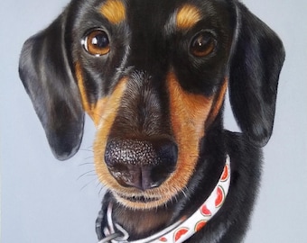 Ritratto personalizzato di un animale domestico: disegno a mano di un cane con colori pastello