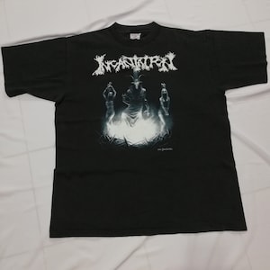 Koszulka Vintage Incantation z lat 90. / Śmierć / Pochowany / Samospalenie / Uduszenie / Nocturnus / Gorguts / Zwłoki kanibala