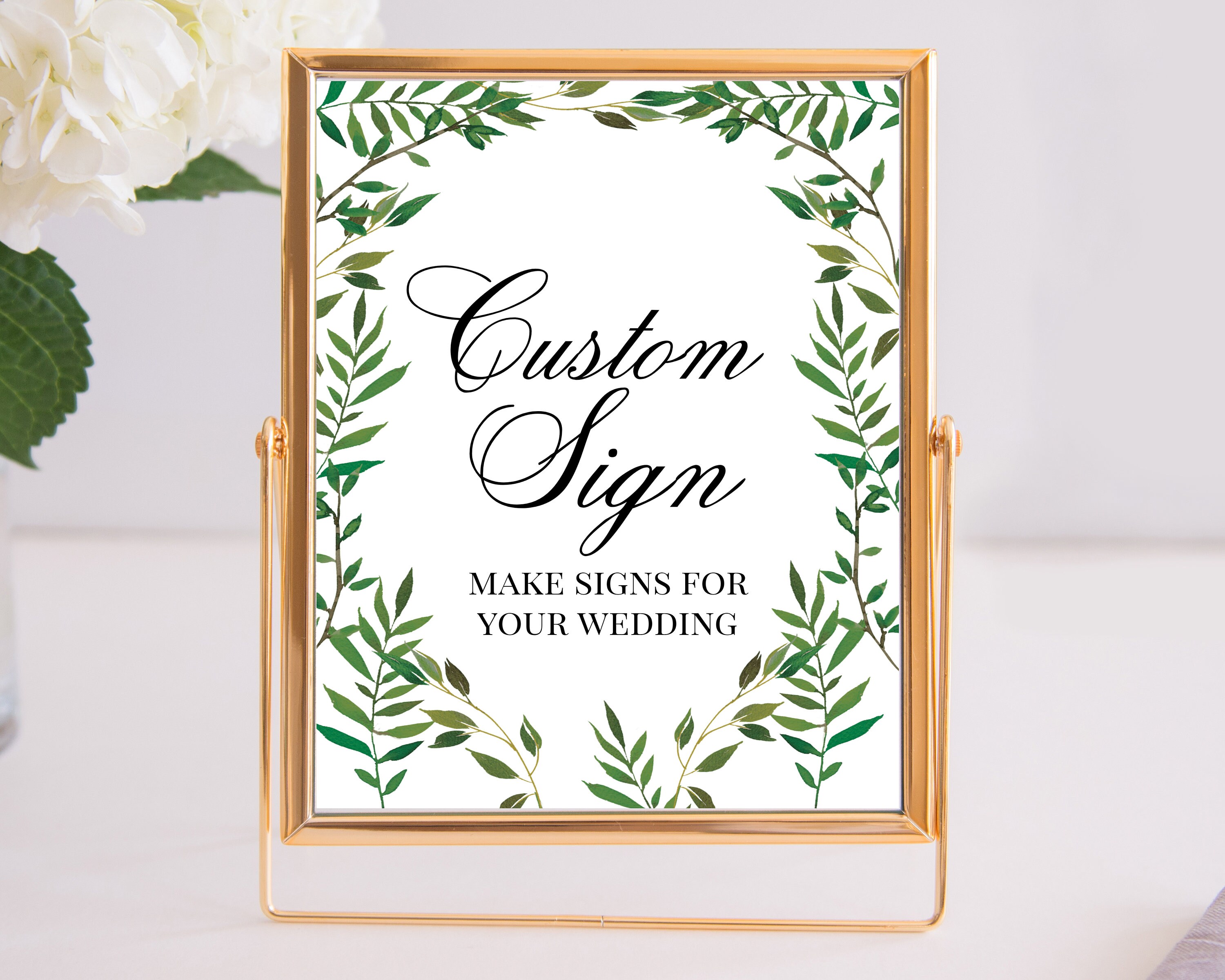 greenery wedding signage template