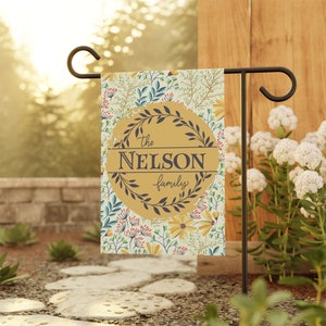 Floral Garden Flag, Personalized Name Outdoor Garden Decor, Flowers Garden Yard Art, Personalized Gift for Her, Mother's Day