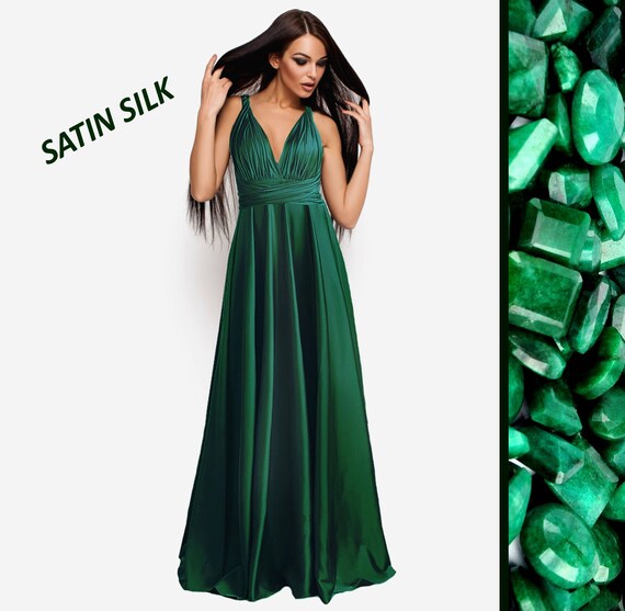 silk emerald green dress